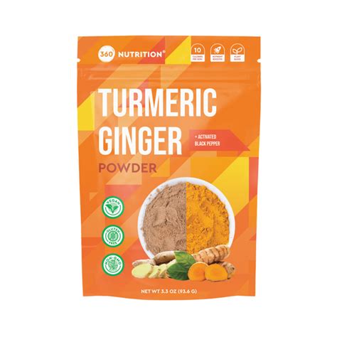 360 Nutrition Turmeric Supplement with Ginger Root Powder, .